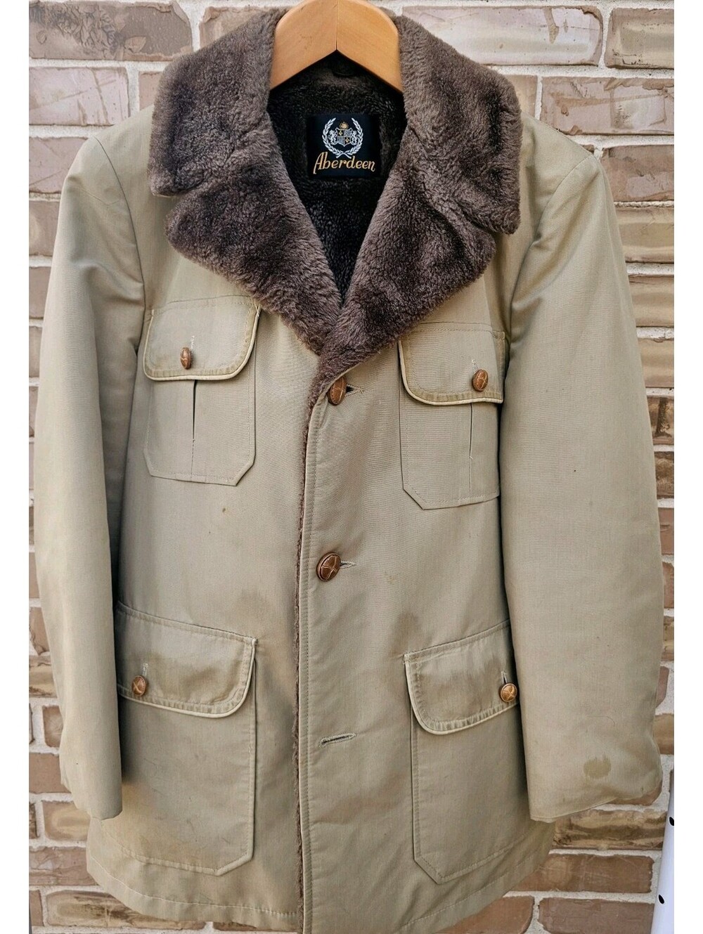 Vintage Aberdeen Sherpa Lined Jacket Men's L Tan Canvas Ranch Coat Yellowstone